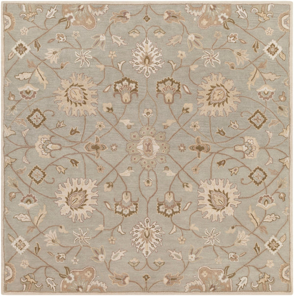 Caesar CAE-1121 Traditional Wool Rug CAE1121-99SQ Khaki, Medium Gray, Grass Green, Dark Green, Mauve, Wheat, Moss 100% Wool 9'9" Square