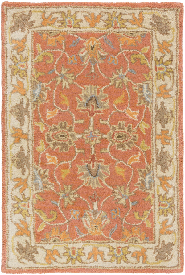 Caesar CAE-1124 Traditional Wool Rug CAE1124-912 Camel, Moss, Aqua, Medium Gray, Burnt Orange, Dark Brown 100% Wool 9' x 12'