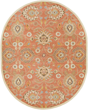 Caesar CAE-1124 Traditional Wool Rug CAE1124-810OV Camel, Moss, Aqua, Medium Gray, Burnt Orange, Dark Brown 100% Wool 8' x 10' Oval