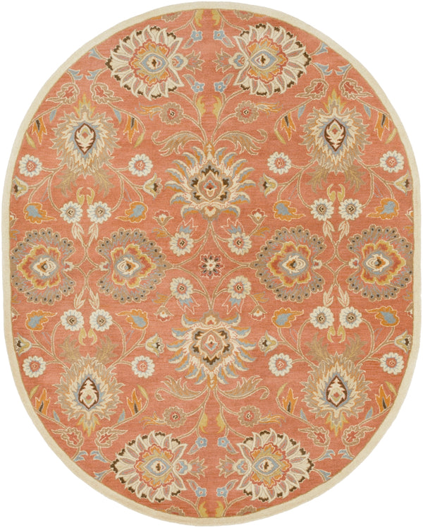 Caesar CAE-1124 Traditional Wool Rug CAE1124-810OV Camel, Moss, Aqua, Medium Gray, Burnt Orange, Dark Brown 100% Wool 8' x 10' Oval