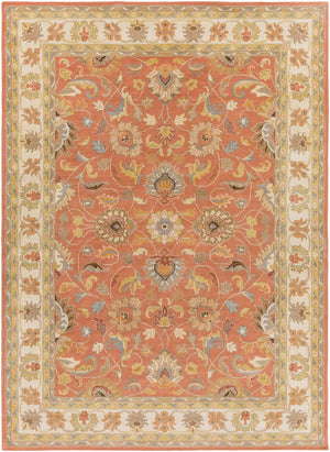 Caesar CAE-1124 Traditional Wool Rug CAE1124-811 Camel, Moss, Aqua, Medium Gray, Burnt Orange, Dark Brown 100% Wool 8' x 11'
