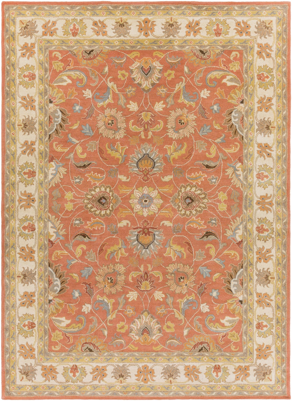 Caesar CAE-1124 Traditional Wool Rug CAE1124-811 Camel, Moss, Aqua, Medium Gray, Burnt Orange, Dark Brown 100% Wool 8' x 11'
