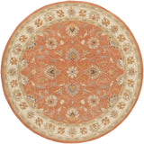 Caesar CAE-1124 Traditional Wool Rug CAE1124-8RD Camel, Moss, Aqua, Medium Gray, Burnt Orange, Dark Brown 100% Wool 8' Round