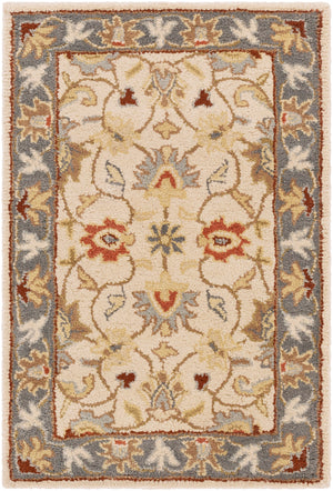 Caesar CAE-1125 Traditional Wool Rug CAE1125-912 Bright Yellow, Denim, Camel, Tan, Dark Brown, Burnt Orange 100% Wool 9' x 12'