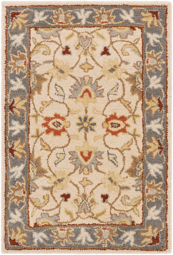 Caesar CAE-1125 Traditional Wool Rug CAE1125-912 Bright Yellow, Denim, Camel, Tan, Dark Brown, Burnt Orange 100% Wool 9' x 12'