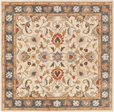 Caesar CAE-1125 Traditional Wool Rug CAE1125-99SQ Bright Yellow, Denim, Camel, Tan, Dark Brown, Burnt Orange 100% Wool 9'9" Square