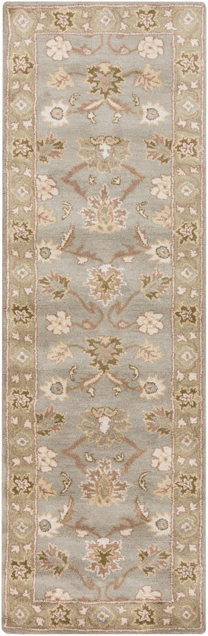 Caesar CAE-1126 Traditional Wool Rug CAE1126-312 Medium Gray, Olive, Khaki, Camel, Cream, Ivory 100% Wool 3' x 12'