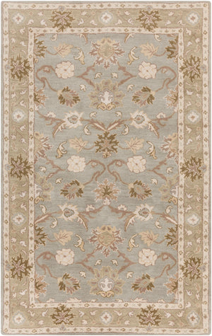 Caesar CAE-1126 Traditional Wool Rug CAE1126-58 Medium Gray, Olive, Khaki, Camel, Cream, Ivory 100% Wool 5' x 8'