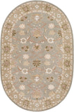 Caesar CAE-1126 Traditional Wool Rug CAE1126-69OV Medium Gray, Olive, Khaki, Camel, Cream, Ivory 100% Wool 6' x 9' Oval