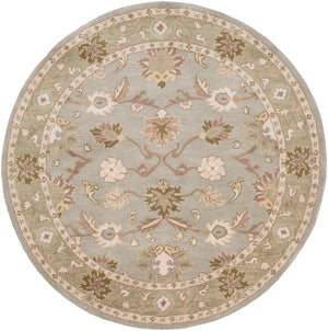 Caesar CAE-1126 Traditional Wool Rug CAE1126-99RD Medium Gray, Olive, Khaki, Camel, Cream, Ivory 100% Wool 9'9" Round
