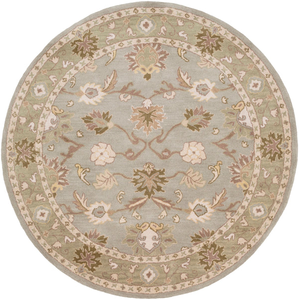 Caesar CAE-1126 Traditional Wool Rug CAE1126-99RD Medium Gray, Olive, Khaki, Camel, Cream, Ivory 100% Wool 9'9" Round