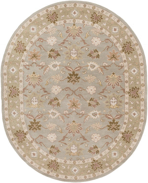 Caesar CAE-1126 Traditional Wool Rug CAE1126-810OV Medium Gray, Olive, Khaki, Camel, Cream, Ivory 100% Wool 8' x 10' Oval
