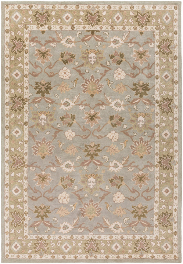 Caesar CAE-1126 Traditional Wool Rug CAE1126-811 Medium Gray, Olive, Khaki, Camel, Cream, Ivory 100% Wool 8' x 11'