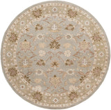 Caesar CAE-1126 Traditional Wool Rug CAE1126-8RD Medium Gray, Olive, Khaki, Camel, Cream, Ivory 100% Wool 8' Round