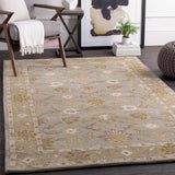 Caesar CAE-1126 Traditional Wool Rug CAE1126-99SQ Medium Gray, Olive, Khaki, Camel, Cream, Ivory 100% Wool 9'9" Square