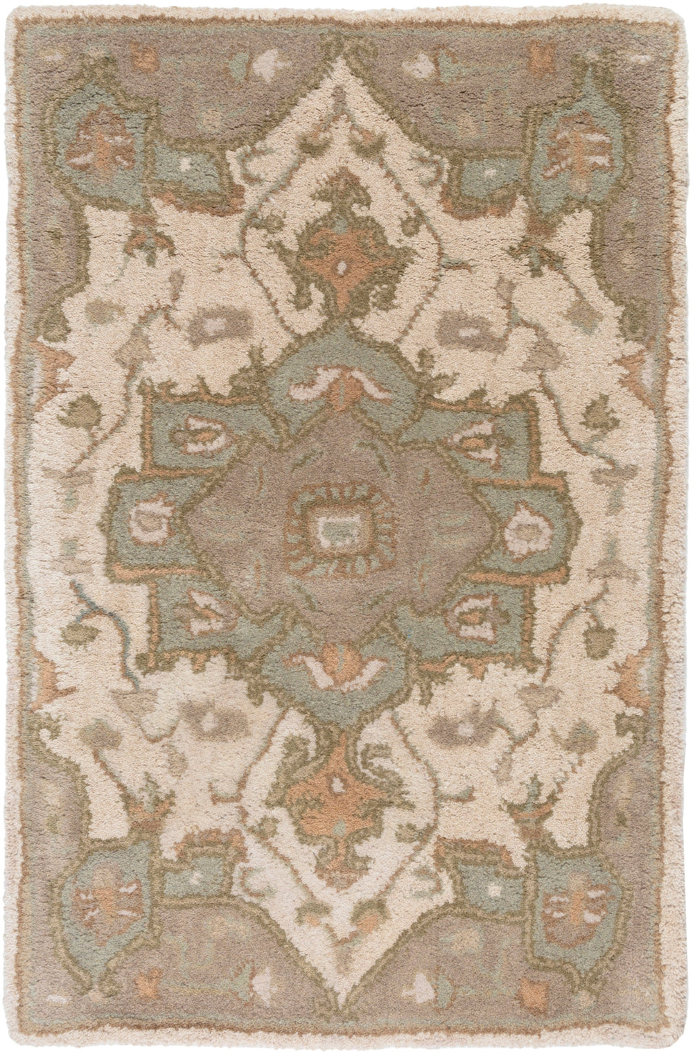 Caesar CAE-1143 Traditional Wool Rug CAE1143-912 Khaki, Medium Gray, Light Gray, Camel, Sage, Dark Brown 100% Wool 9' x 12'