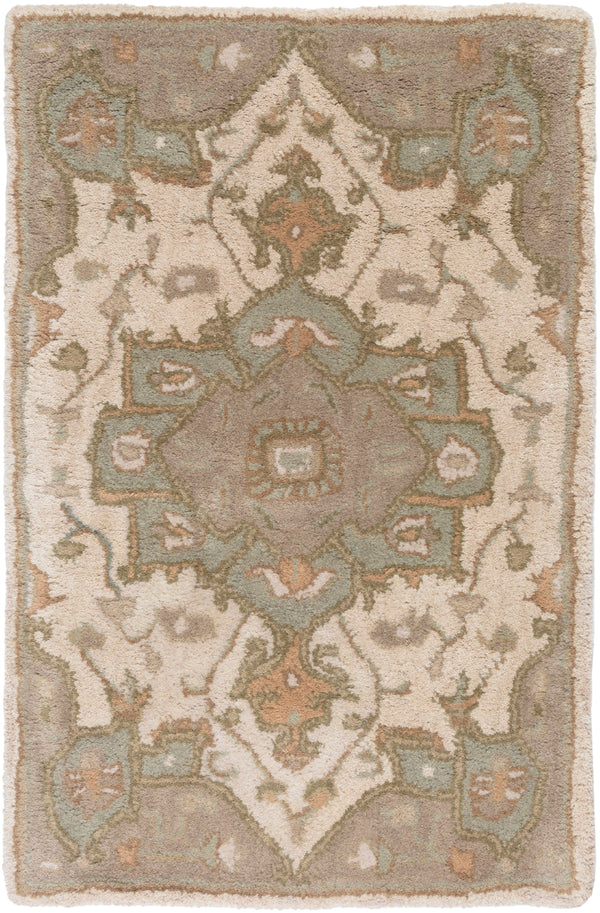 Caesar CAE-1143 Traditional Wool Rug CAE1143-912 Khaki, Medium Gray, Light Gray, Camel, Sage, Dark Brown 100% Wool 9' x 12'