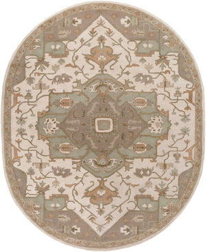 Caesar CAE-1143 Traditional Wool Rug CAE1143-810OV Khaki, Medium Gray, Light Gray, Camel, Sage, Dark Brown 100% Wool 8' x 10' Oval