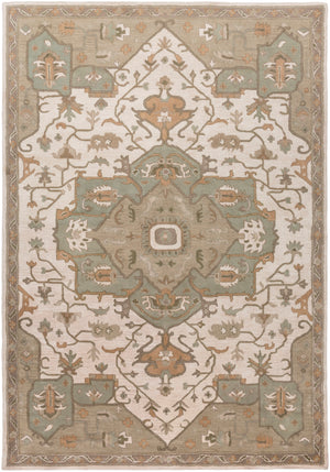 Caesar CAE-1143 Traditional Wool Rug CAE1143-811 Khaki, Medium Gray, Light Gray, Camel, Sage, Dark Brown 100% Wool 8' x 11'