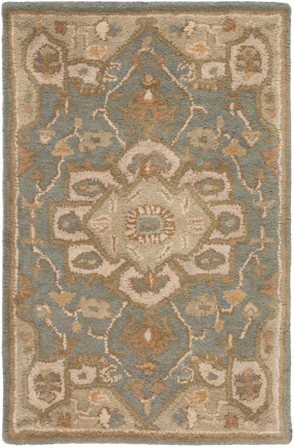 Caesar CAE-1144 Traditional Wool Rug CAE1144-912 Medium Gray, Khaki, Light Gray, Camel, Sage, Dark Brown 100% Wool 9' x 12'