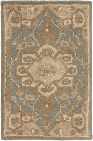Caesar CAE-1144 Traditional Wool Rug CAE1144-912 Medium Gray, Khaki, Light Gray, Camel, Sage, Dark Brown 100% Wool 9' x 12'