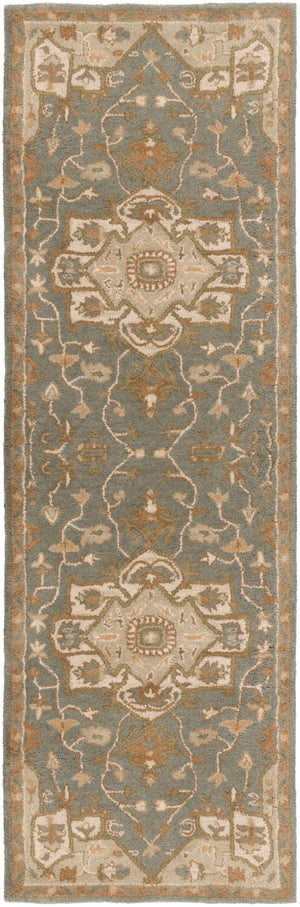 Caesar CAE-1144 Traditional Wool Rug CAE1144-312 Medium Gray, Khaki, Light Gray, Camel, Sage, Dark Brown 100% Wool 3' x 12'