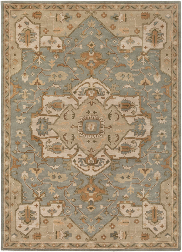 Caesar CAE-1144 Traditional Wool Rug CAE1144-811 Medium Gray, Khaki, Light Gray, Camel, Sage, Dark Brown 100% Wool 8' x 11'