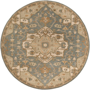 Caesar CAE-1144 Traditional Wool Rug CAE1144-99RD Medium Gray, Khaki, Light Gray, Camel, Sage, Dark Brown 100% Wool 9'9" Round
