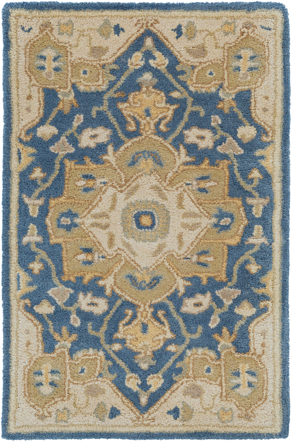Caesar CAE-1145 Traditional Wool Rug CAE1145-912 Navy, Ivory, Medium Gray, Tan 100% Wool 9' x 12'