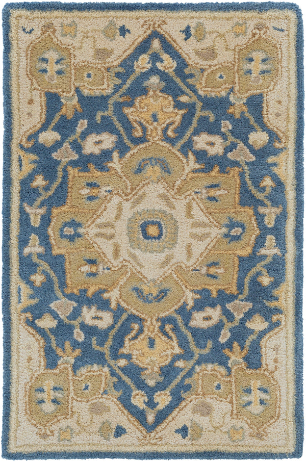 Caesar CAE-1145 Traditional Wool Rug CAE1145-912 Navy, Ivory, Medium Gray, Tan 100% Wool 9' x 12'
