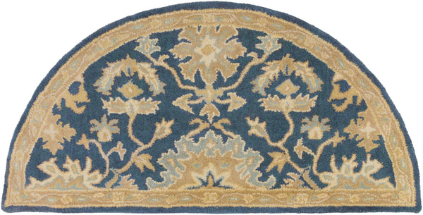 Caesar CAE-1145 Traditional Wool Rug CAE1145-24HM Navy, Ivory, Medium Gray, Tan 100% Wool 2' x 4' Hearth