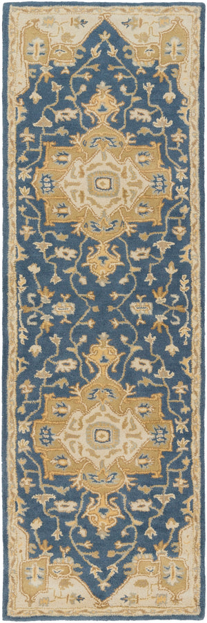Caesar CAE-1145 Traditional Wool Rug CAE1145-312 Navy, Ivory, Medium Gray, Tan 100% Wool 3' x 12'