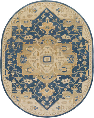 Caesar CAE-1145 Traditional Wool Rug CAE1145-810OV Navy, Ivory, Medium Gray, Tan 100% Wool 8' x 10' Oval