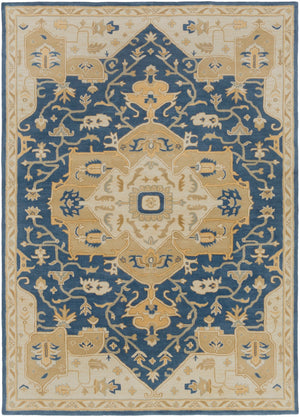 Caesar CAE-1145 Traditional Wool Rug CAE1145-811 Navy, Ivory, Medium Gray, Tan 100% Wool 8' x 11'