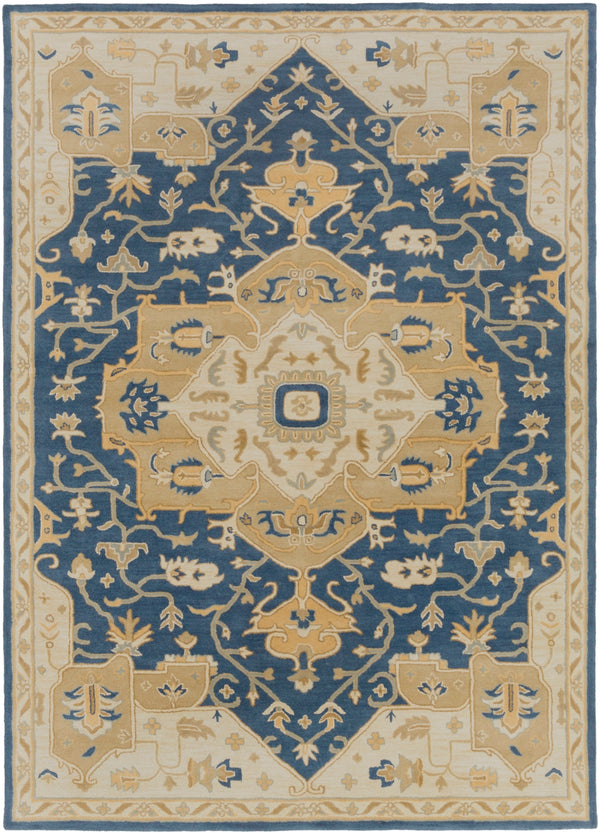 Caesar CAE-1145 Traditional Wool Rug CAE1145-811 Navy, Ivory, Medium Gray, Tan 100% Wool 8' x 11'
