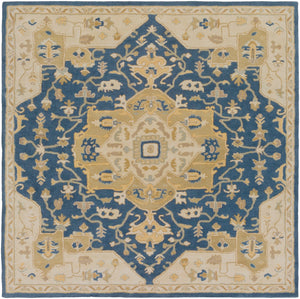 Caesar CAE-1145 Traditional Wool Rug CAE1145-99SQ Navy, Ivory, Medium Gray, Tan 100% Wool 9'9" Square