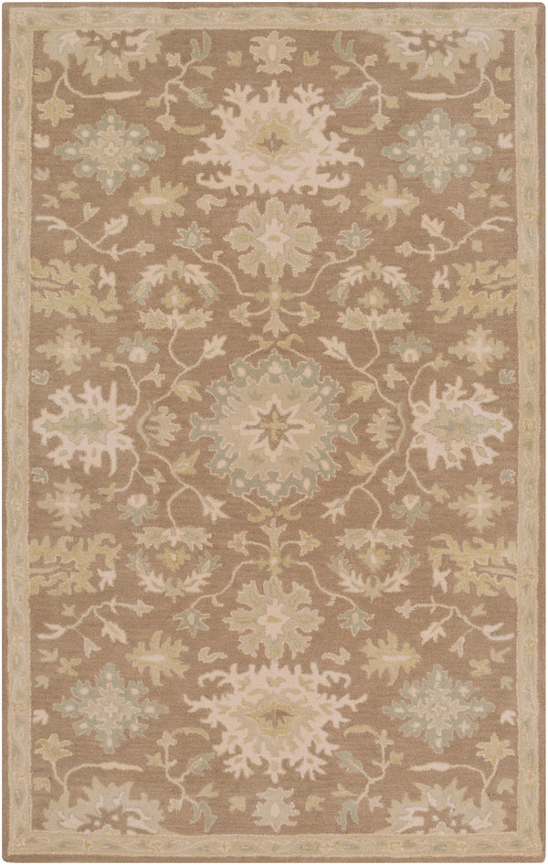 Caesar CAE-1149 Traditional Wool Rug CAE1149-58 Camel, Medium Gray, Light Gray, Sage, Khaki 100% Wool 5' x 8'