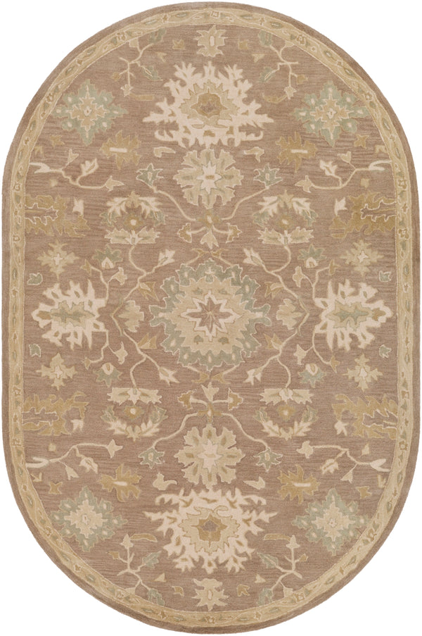 Caesar CAE-1149 Traditional Wool Rug CAE1149-69OV Camel, Medium Gray, Light Gray, Sage, Khaki 100% Wool 6' x 9' Oval