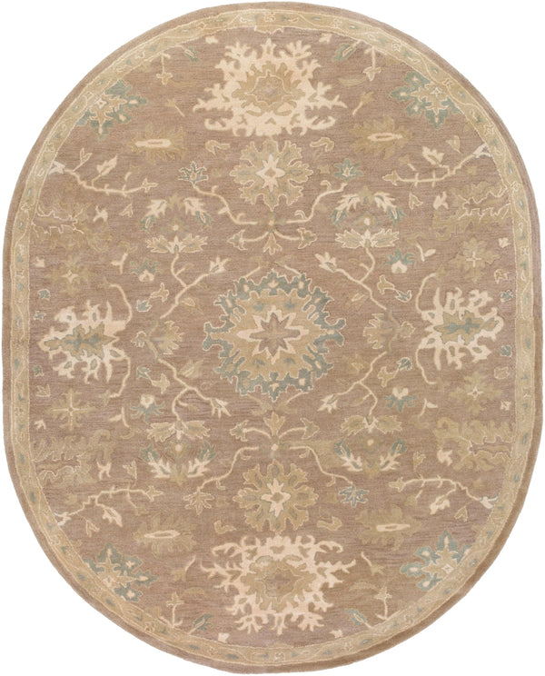 Caesar CAE-1149 Traditional Wool Rug CAE1149-810OV Camel, Medium Gray, Light Gray, Sage, Khaki 100% Wool 8' x 10' Oval