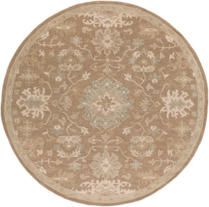 Caesar CAE-1149 Traditional Wool Rug CAE1149-99RD Camel, Medium Gray, Light Gray, Sage, Khaki 100% Wool 9'9" Round