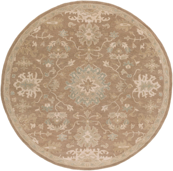 Caesar CAE-1149 Traditional Wool Rug CAE1149-99RD Camel, Medium Gray, Light Gray, Sage, Khaki 100% Wool 9'9" Round