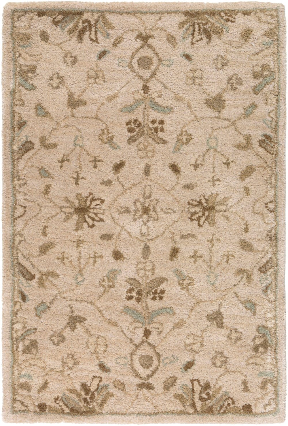 Caesar CAE-1152 Traditional Wool Rug CAE1152-912 Khaki, Medium Gray, Light Gray, Camel, Sage, Dark Brown 100% Wool 9' x 12'