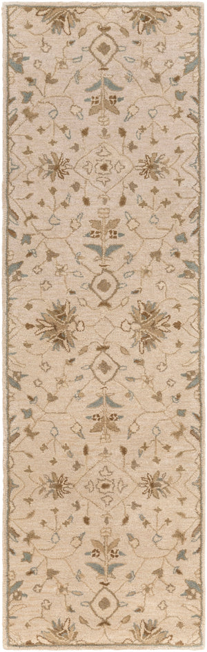 Caesar CAE-1152 Traditional Wool Rug CAE1152-312 Khaki, Medium Gray, Light Gray, Camel, Sage, Dark Brown 100% Wool 3' x 12'