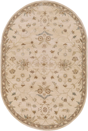 Caesar CAE-1152 Traditional Wool Rug CAE1152-69OV Khaki, Medium Gray, Light Gray, Camel, Sage, Dark Brown 100% Wool 6' x 9' Oval