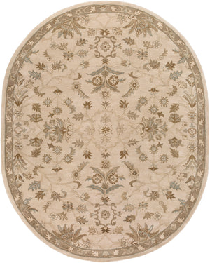 Caesar CAE-1152 Traditional Wool Rug CAE1152-810OV Khaki, Medium Gray, Light Gray, Camel, Sage, Dark Brown 100% Wool 8' x 10' Oval