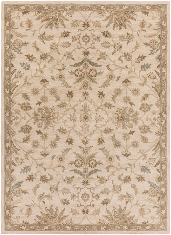 Caesar CAE-1152 Traditional Wool Rug CAE1152-811 Khaki, Medium Gray, Light Gray, Camel, Sage, Dark Brown 100% Wool 8' x 11'