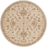 Caesar CAE-1152 Traditional Wool Rug CAE1152-99RD Khaki, Medium Gray, Light Gray, Camel, Sage, Dark Brown 100% Wool 9'9" Round