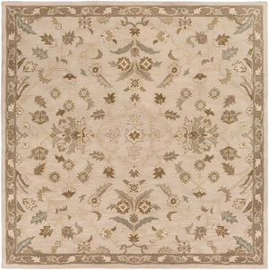 Caesar CAE-1152 Traditional Wool Rug CAE1152-99SQ Khaki, Medium Gray, Light Gray, Camel, Sage, Dark Brown 100% Wool 9'9" Square