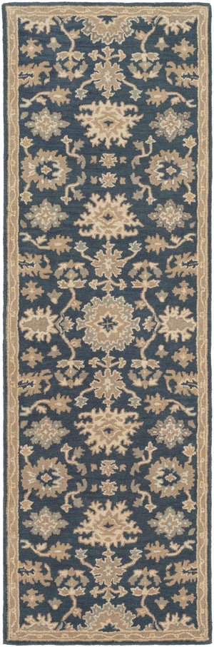 Caesar CAE-1154 Traditional Wool Rug CAE1154-312 Navy, Tan, Teal, Beige, Olive 100% Wool 3' x 12'