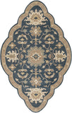 Caesar CAE-1154 Traditional Wool Rug CAE1154-58SH Navy, Tan, Teal, Beige, Olive 100% Wool 5' x 8' Shaped